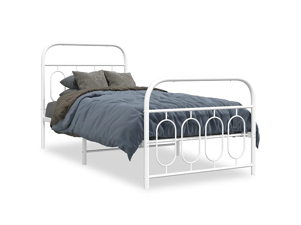 Bedframe met hoofd- en voeteneinde metaal wit 80x200 cm