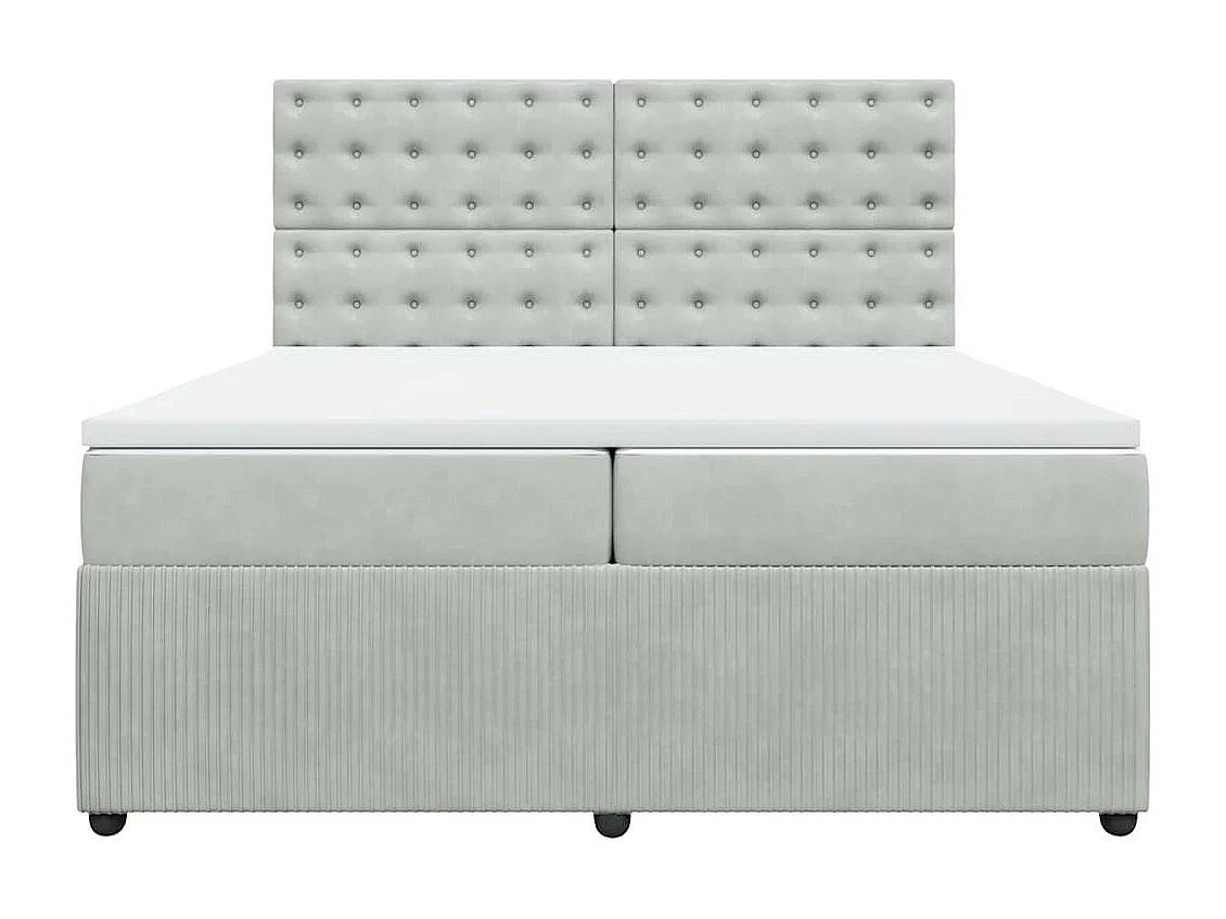 Sommier à lattes de lit et matelas Gris clair 200x200cm Velours
