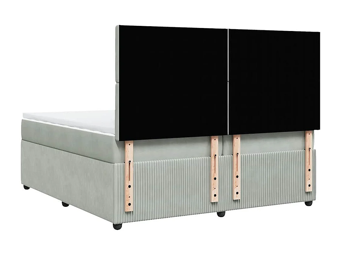 Sommier à lattes de lit et matelas Gris clair 200x200cm Velours