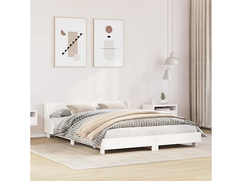 Letto senza Materasso Bianco 140x200 cm Legno Massello di Pino