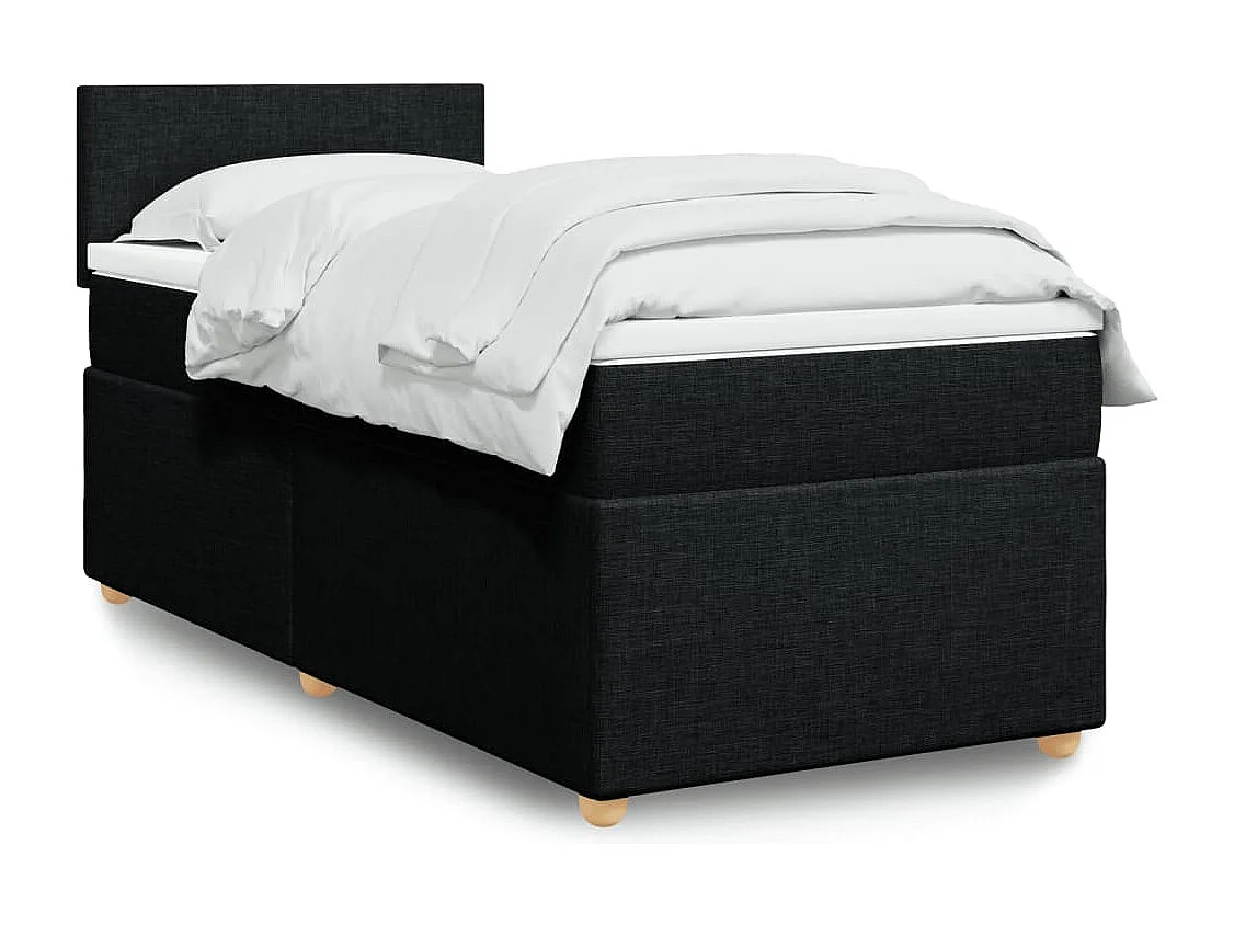 Boxspringbett mit Matratze Schwarz 100x200 cm Stoff