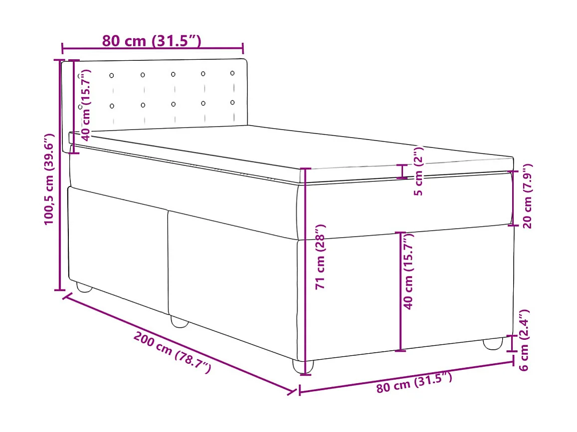 Sommier à lattes de lit avec matelas gris clair 80x200 cm tissu