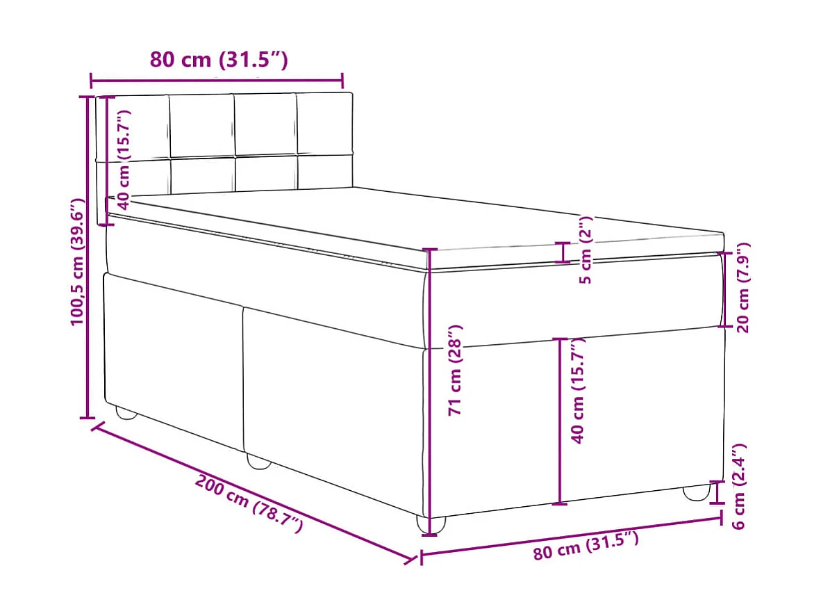 Boxspringbett mit Matratze Taupe 80x200 cm Stoff