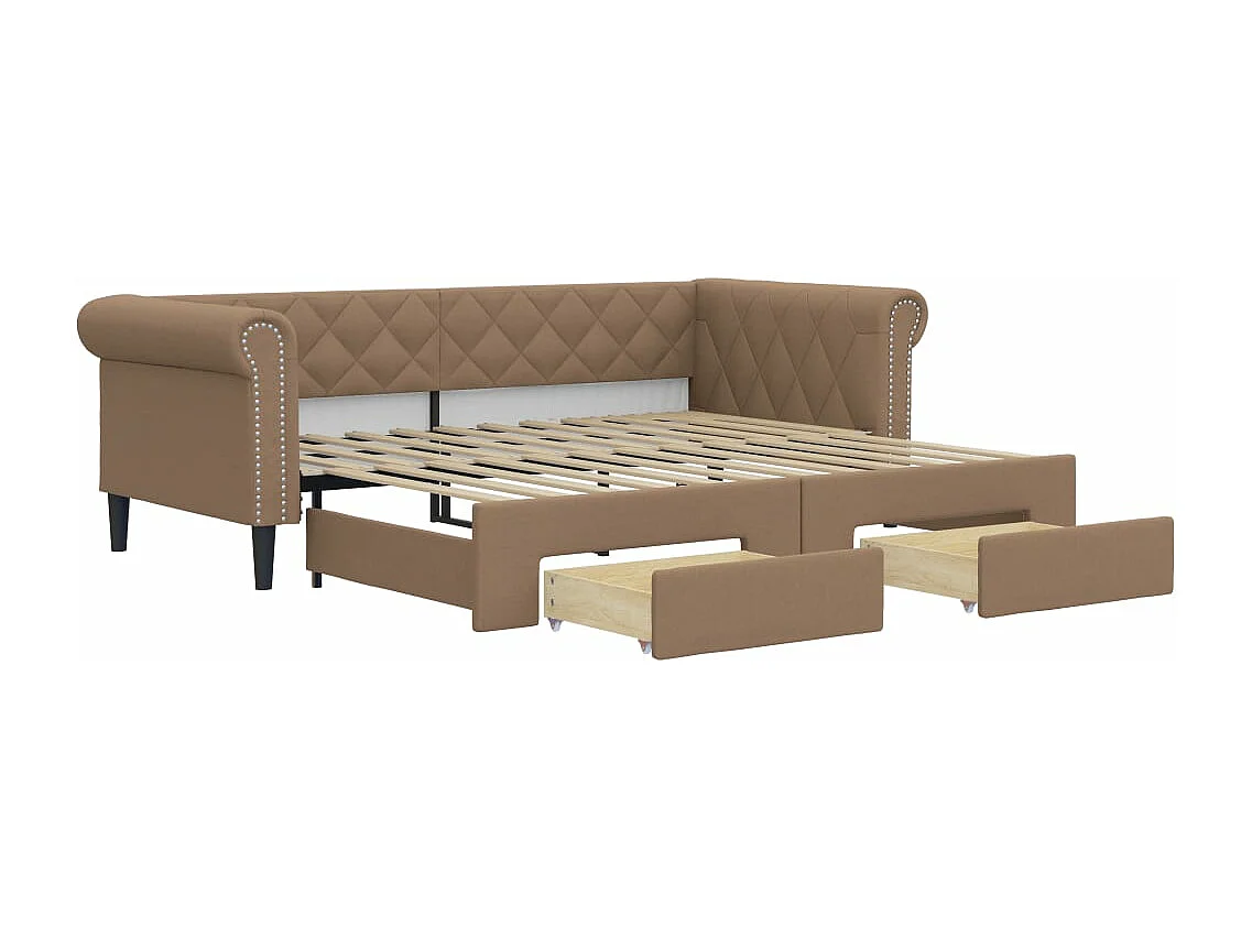 Slaapbank met onderschuifbed en lades 90x200 cm kunstleer