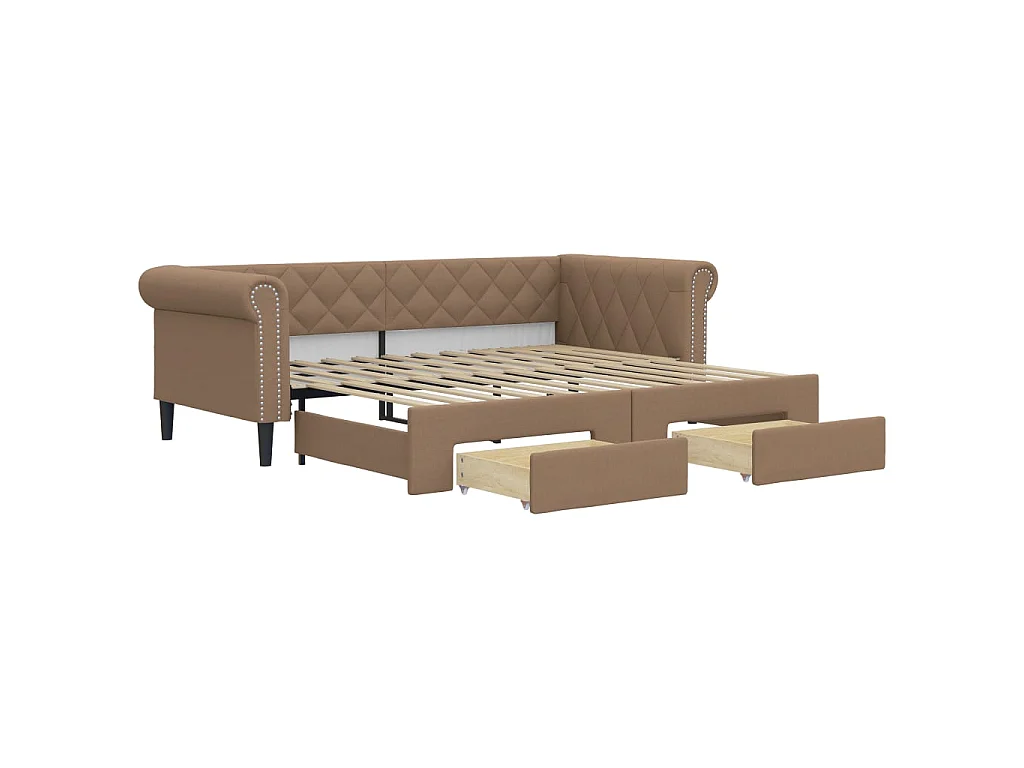 Slaapbank met onderschuifbed en lades 90x200 cm kunstleer