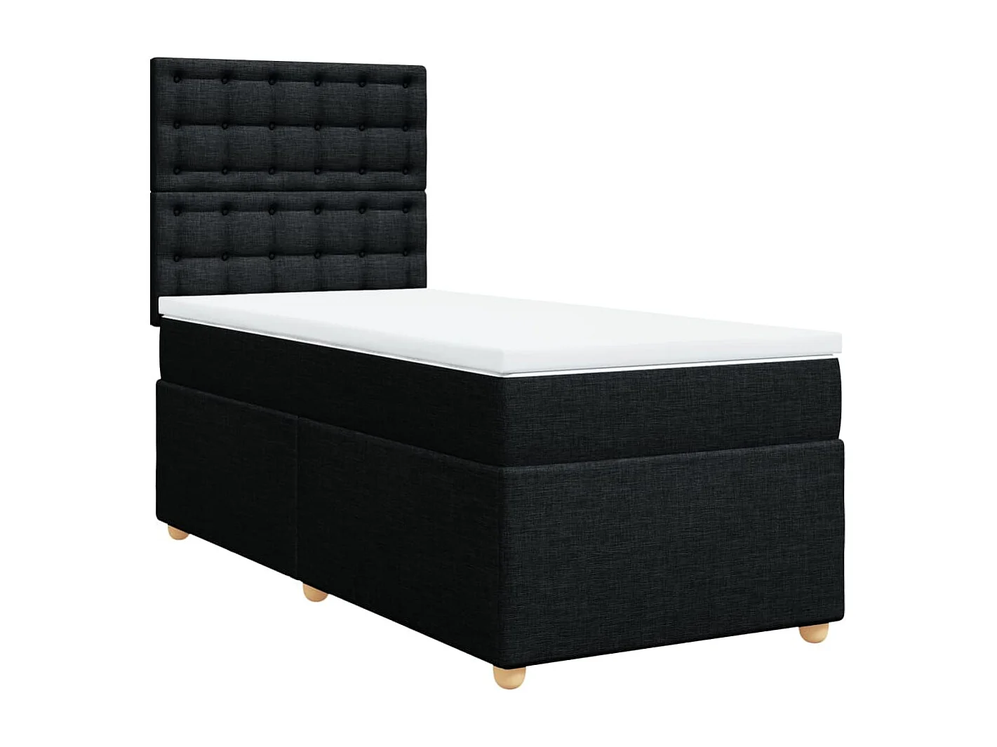 Giroletto a Molle con Materasso Nero 90x200 cm in Tessuto