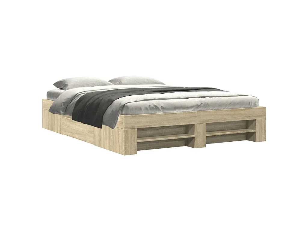 Cadre de lit sans matelas chêne sonoma 160x200 cm