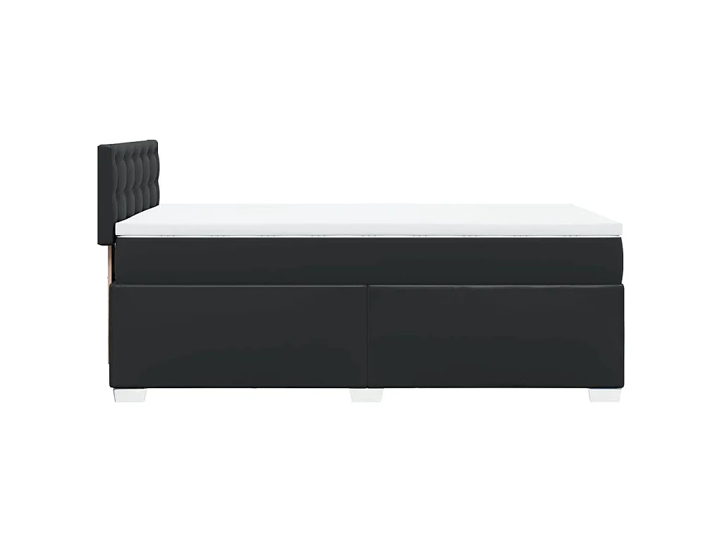 Sommier à lattes de lit avec matelas Noir 90x200 cm Similicuir