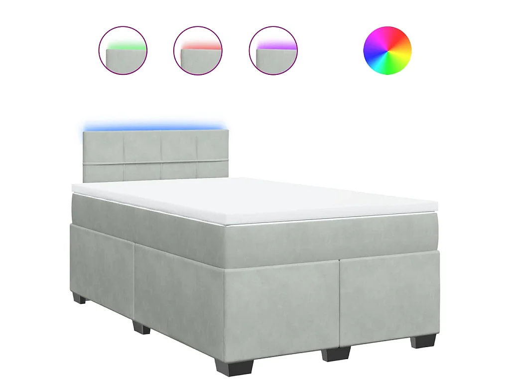 Sommier à lattes de lit et matelas Gris clair 120x200cm Velours