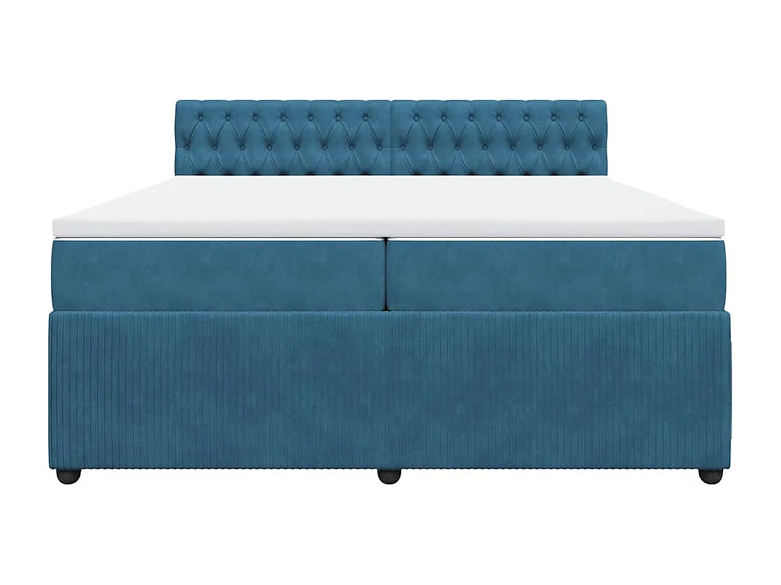 Boxspring met matras fluweel blauw 200x200 cm