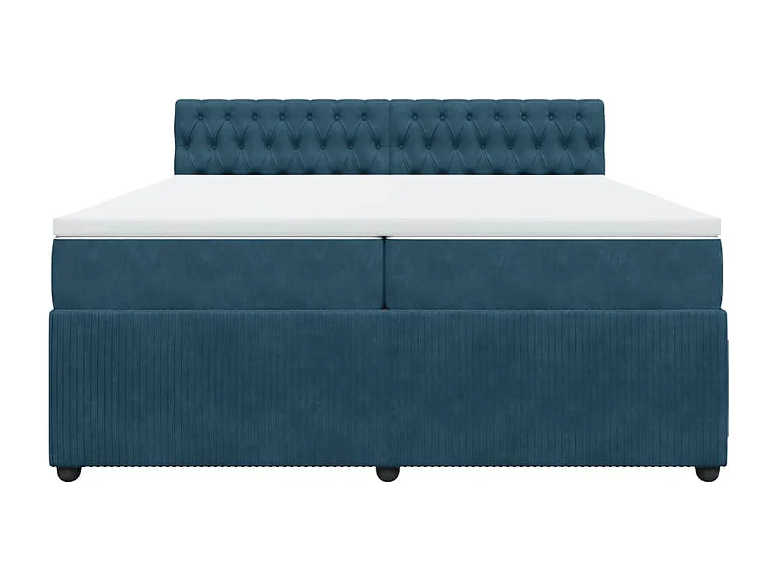 Sommier à lattes de lit et matelas Bleu 200x200 cm velours