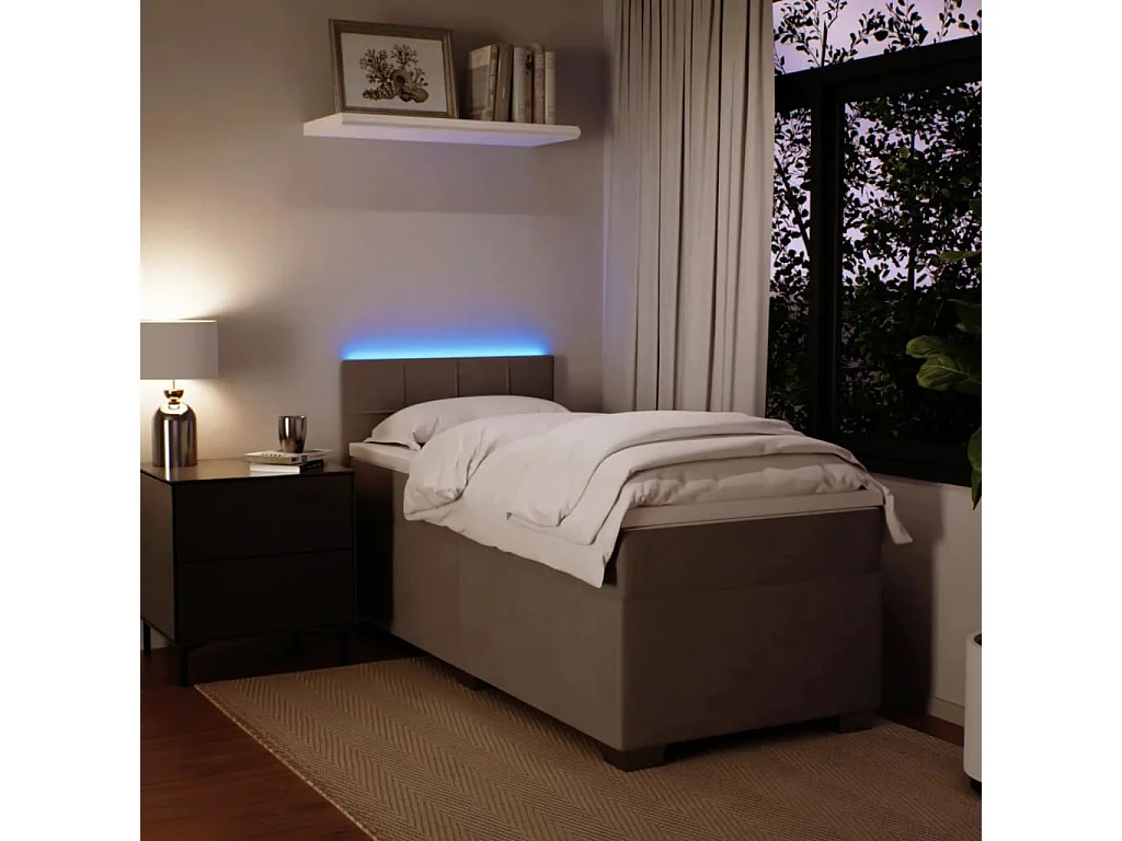 Giroletto a Molle con Materasso Grigio Chiaro 90x190 cm Velluto
