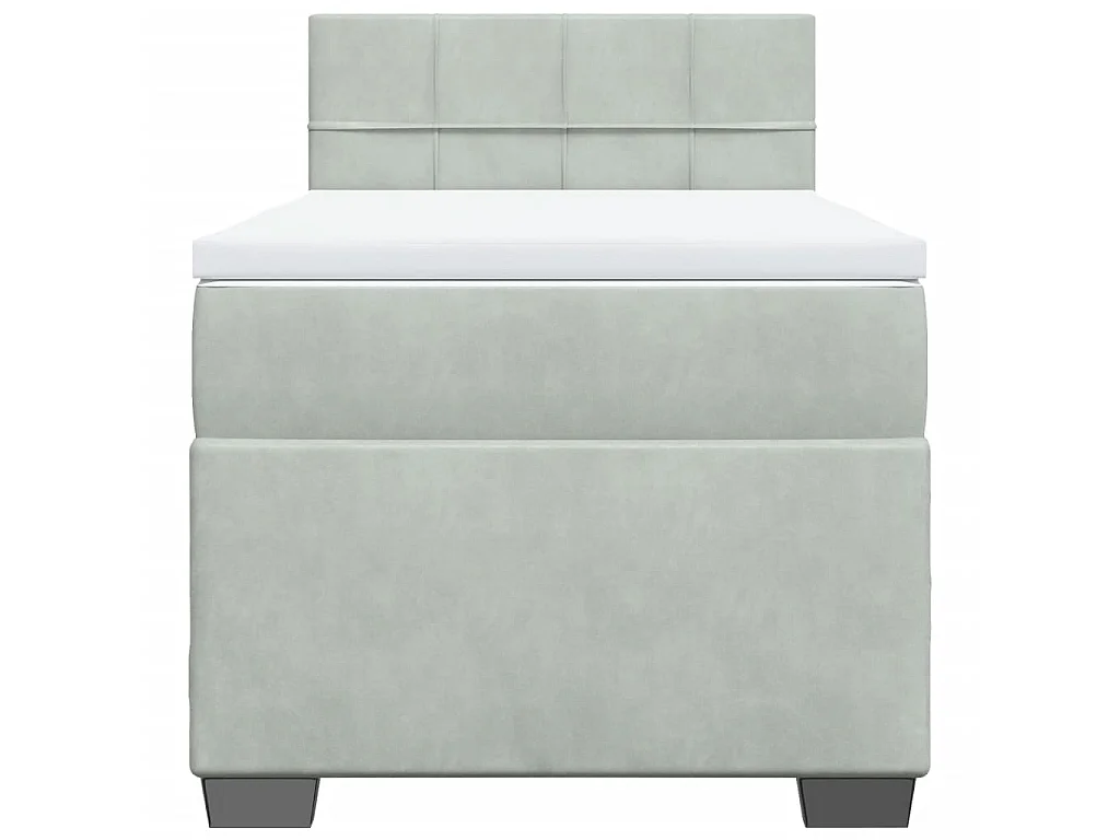 Giroletto a Molle con Materasso Grigio Chiaro 90x190 cm Velluto
