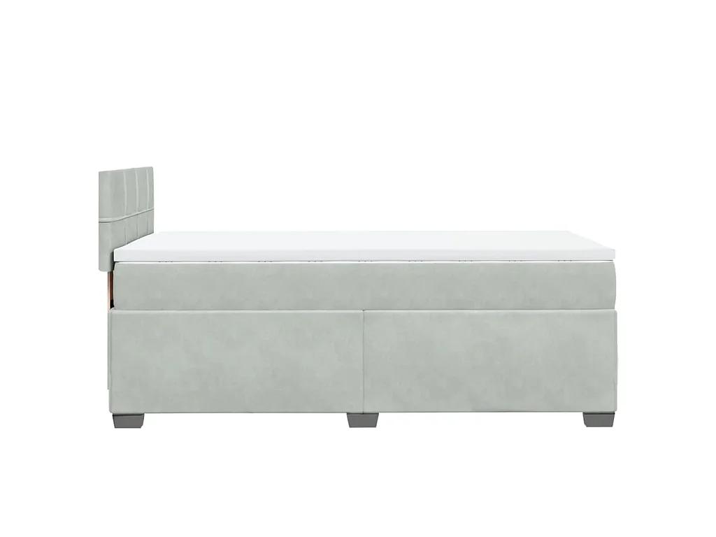 Giroletto a Molle con Materasso Grigio Chiaro 90x190 cm Velluto