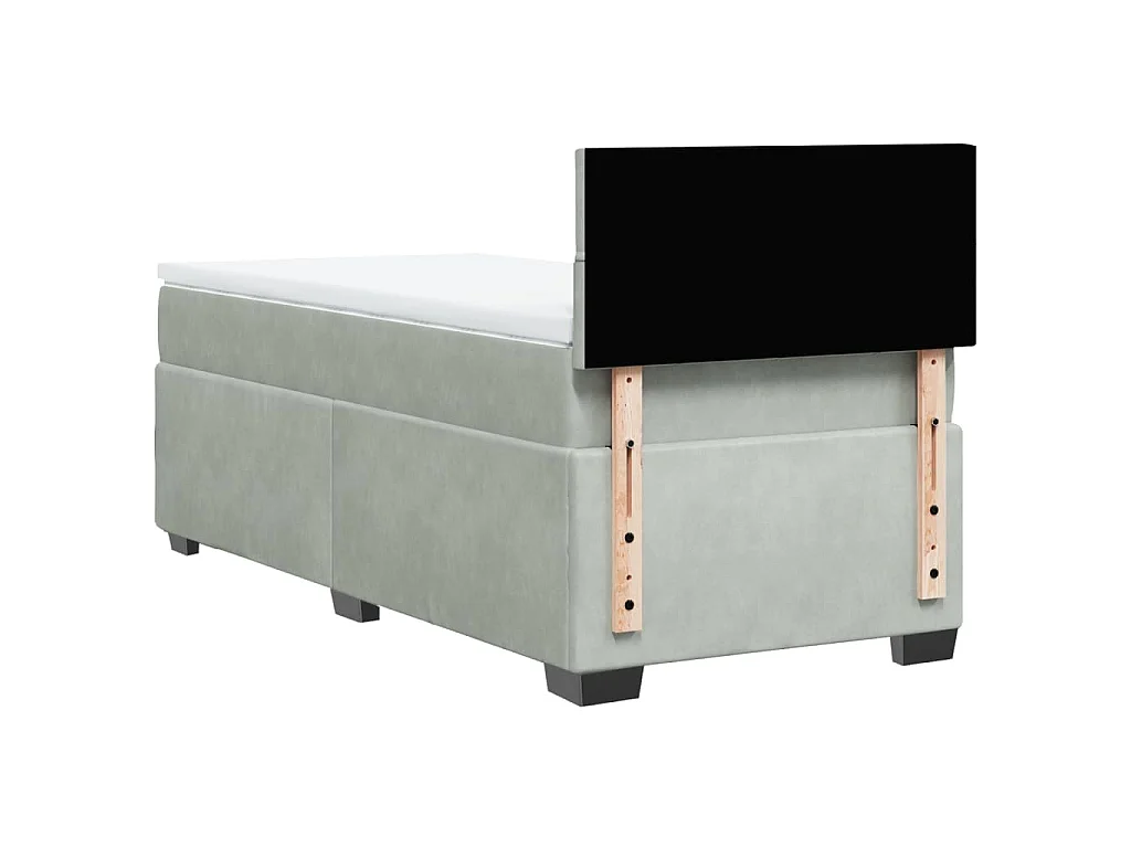 Giroletto a Molle con Materasso Grigio Chiaro 90x190 cm Velluto