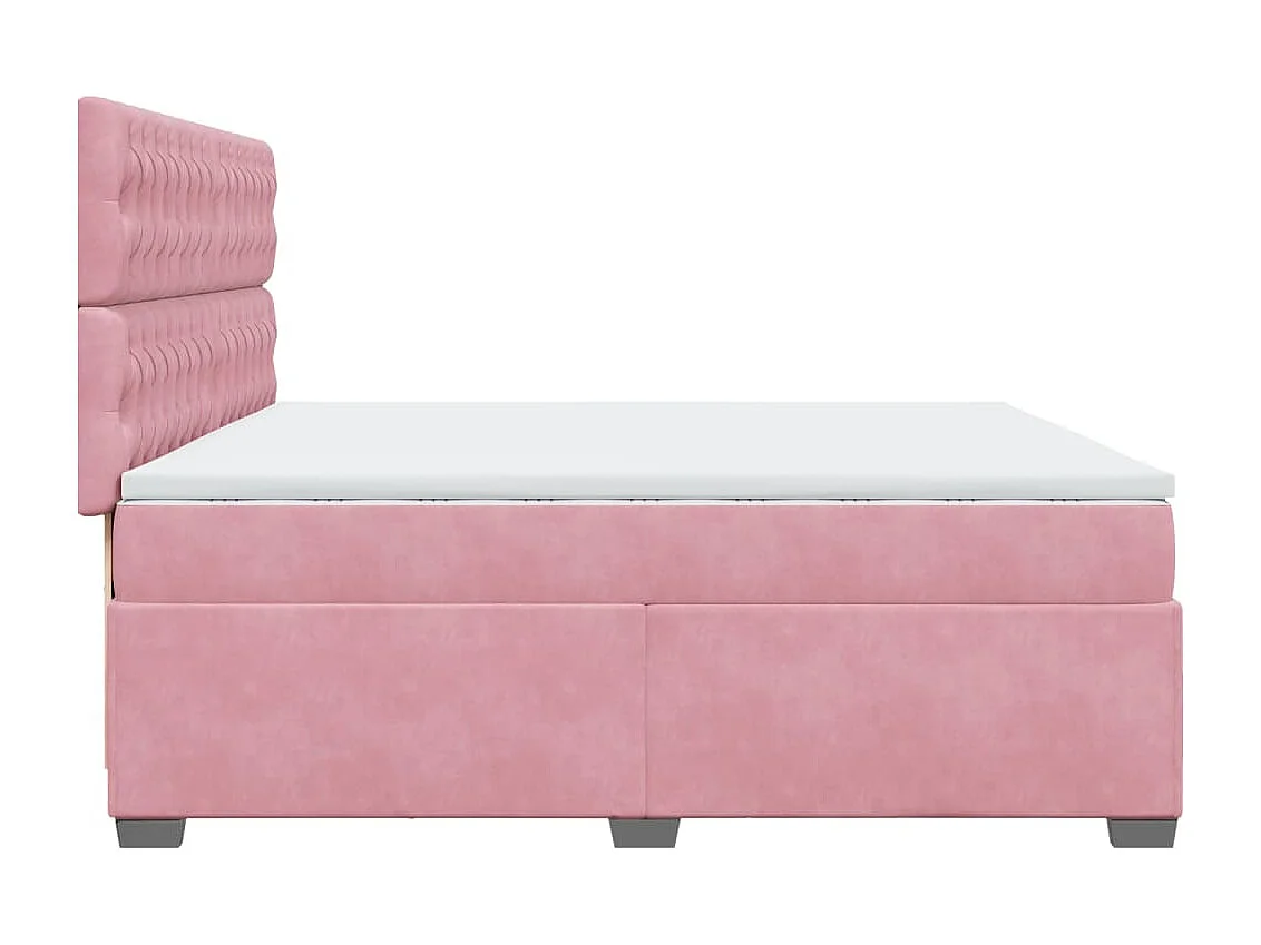 Giroletto a Molle con Materasso Rosa 200x200 cm in Velluto