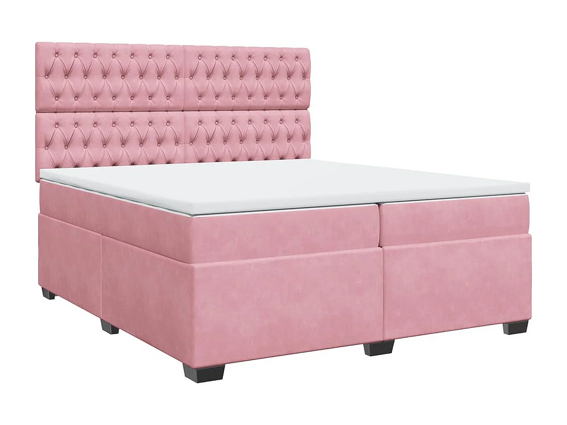 Giroletto a Molle con Materasso Rosa 200x200 cm in Velluto
