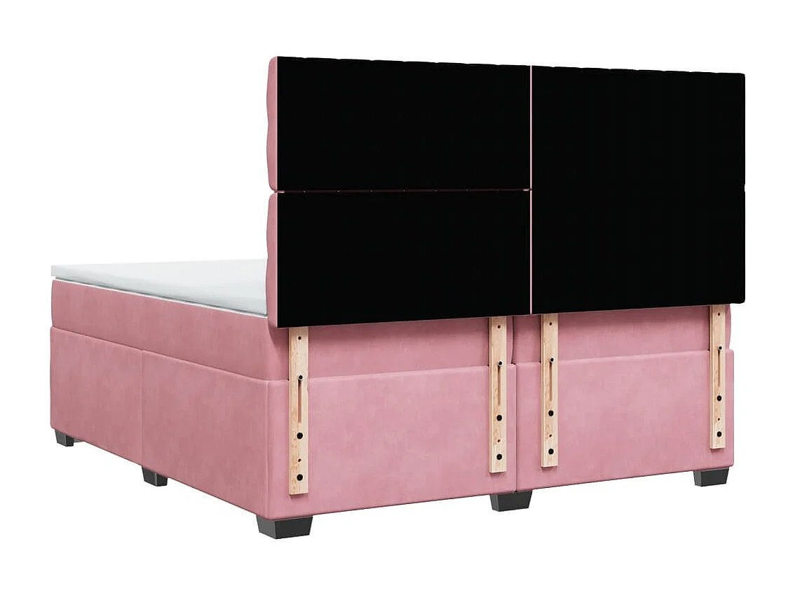 Giroletto a Molle con Materasso Rosa 200x200 cm in Velluto
