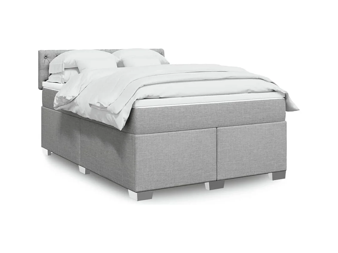 Sommier à lattes de lit avec matelas Gris clair 160x200cm Tissu