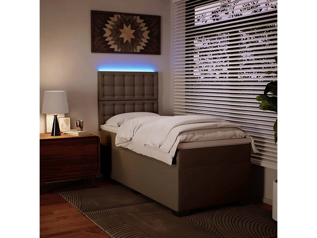 Cama com molas/colchão 90x190 cm couro artificial cappuccino