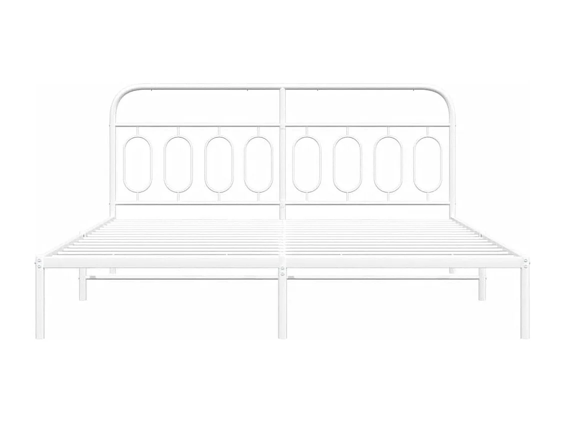 Cadre de lit métal sans matelas et tête de lit blanc 160x200 cm