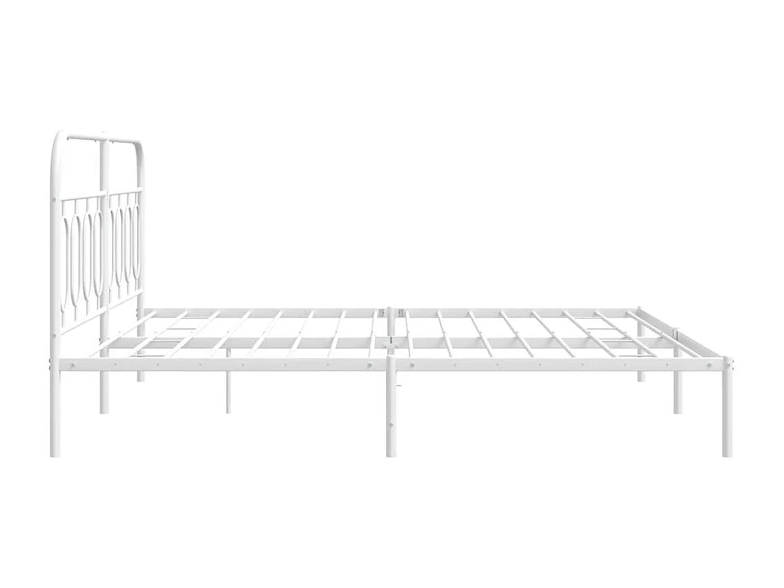 Cadre de lit métal sans matelas et tête de lit blanc 160x200 cm