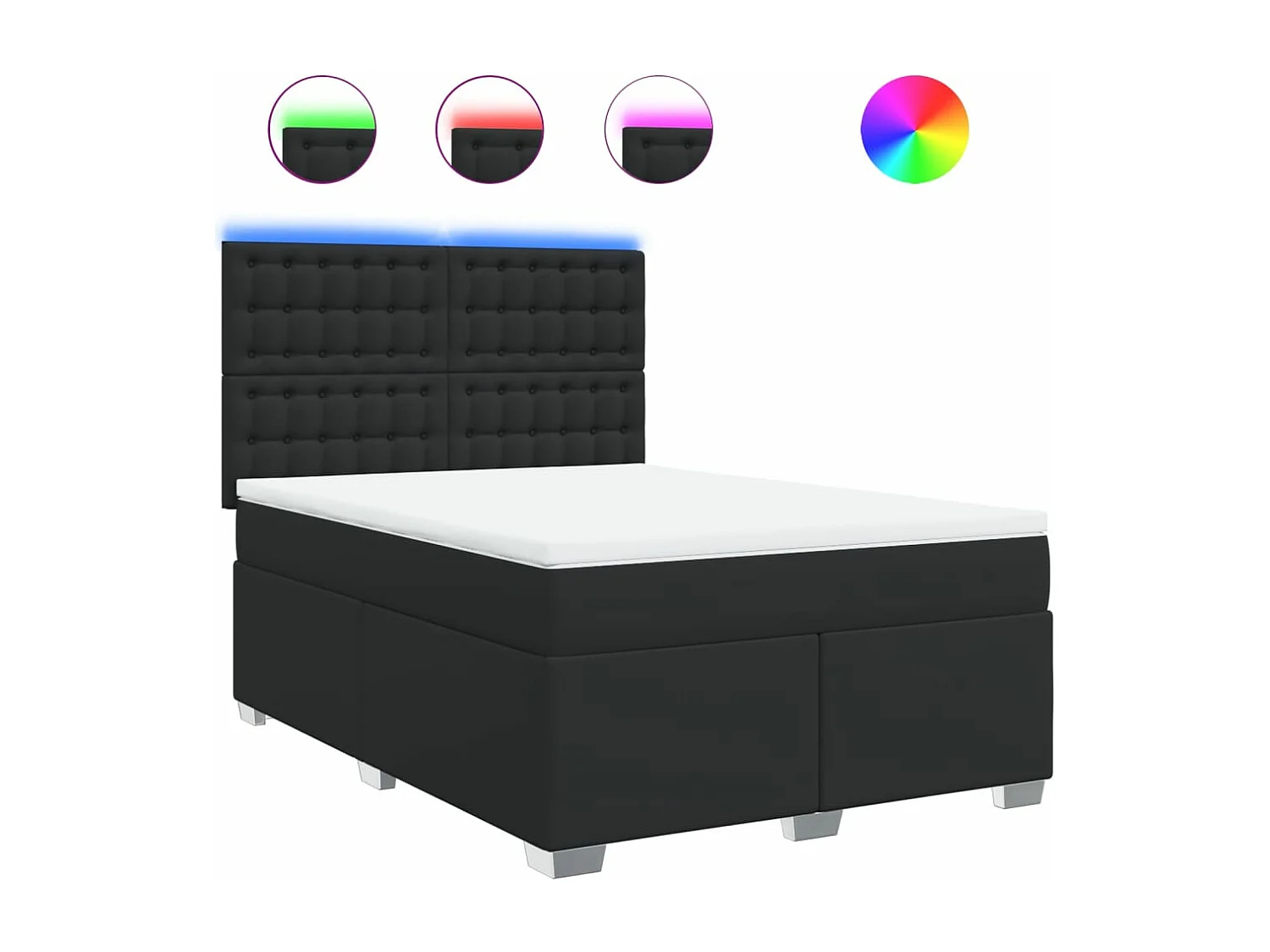 Sommier à lattes de lit avec matelas Noir 140x200 cm Similicuir