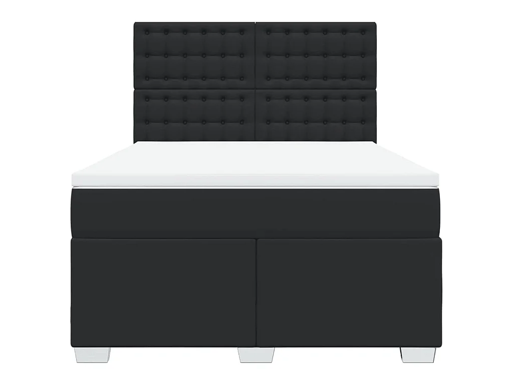 Cama com molas/colchão 140x200 cm couro artificial preto