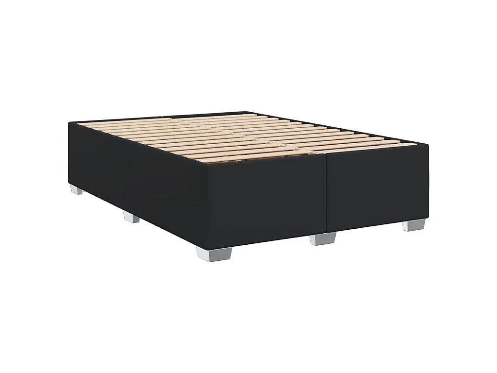 Cama com molas/colchão 140x200 cm couro artificial preto