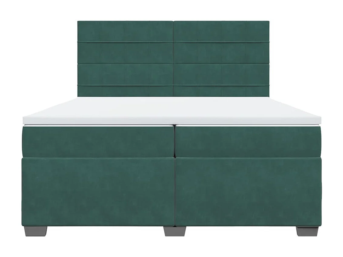 Cama com molas/colchão 200x200 cm veludo verde-escuro