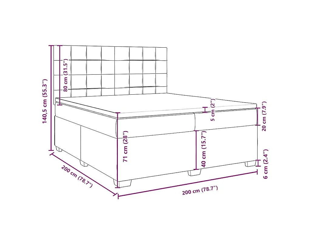 Sommier à lattes de lit et matelas Vert foncé 200x200cm Velours