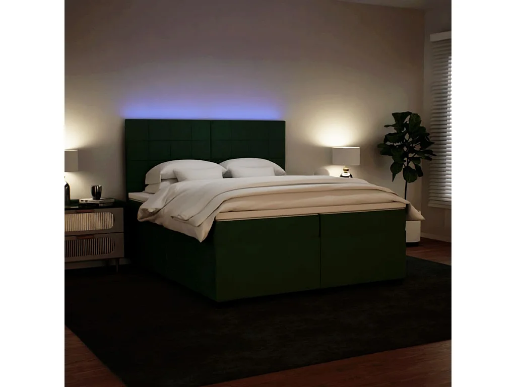 Sommier à lattes de lit et matelas Vert foncé 200x200cm Velours