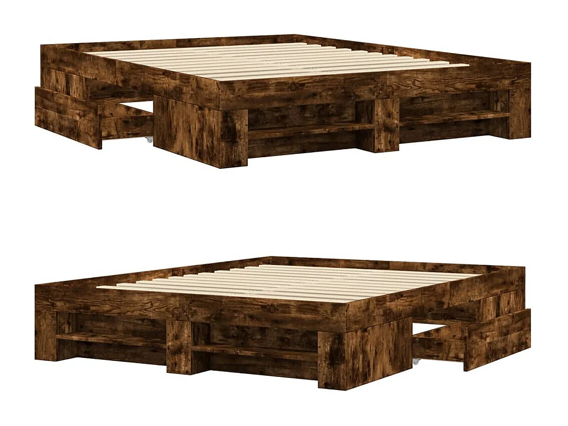 Estrutura de cama sem colchão 160x200 cm carvalho fumado