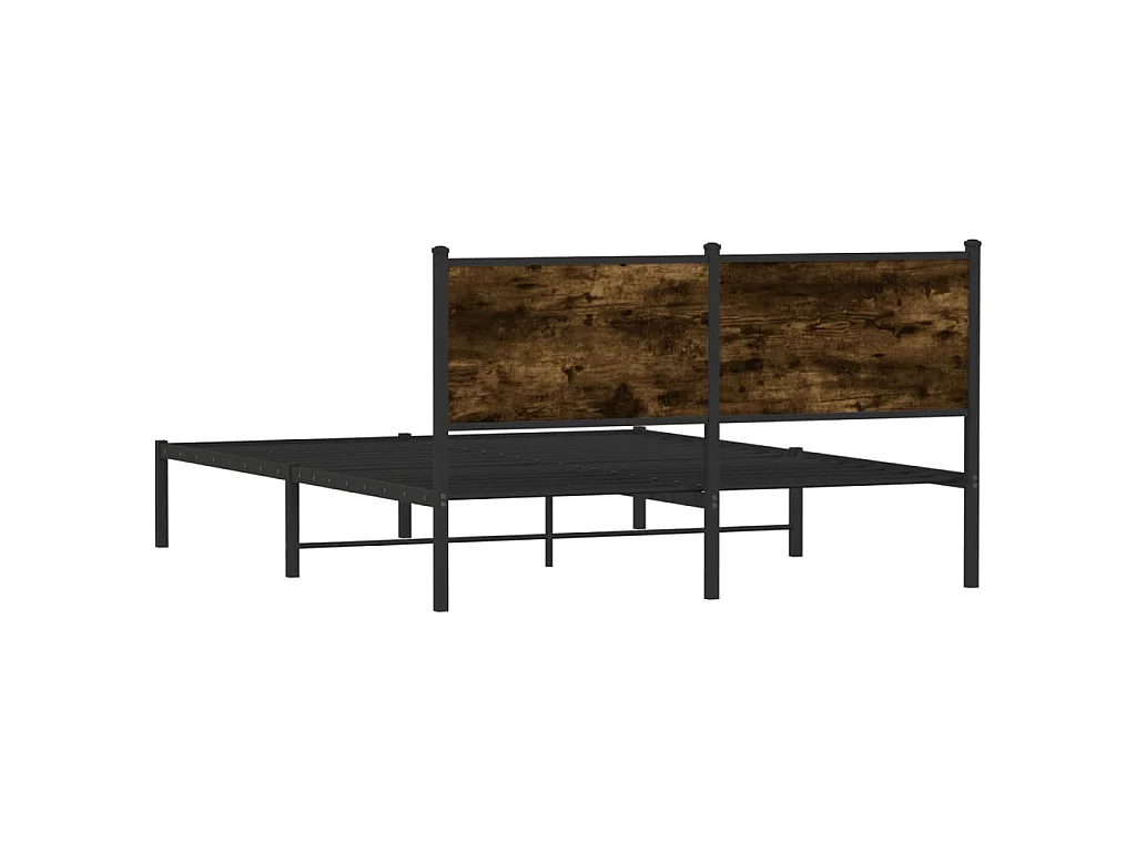 Metallbett ohne Matratze Räuchereiche 140x190 cm