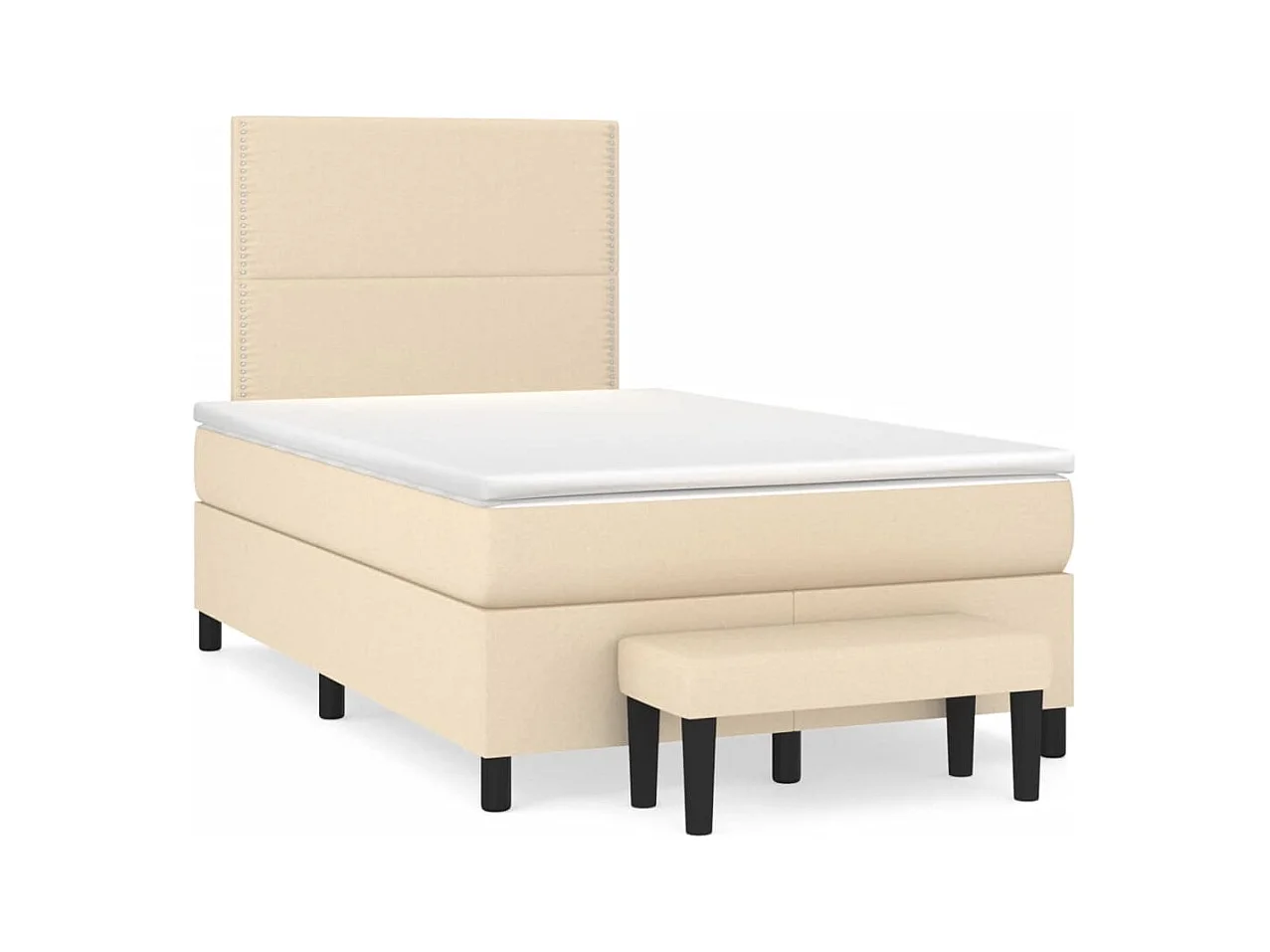 Sommier à lattes de lit avec matelas crème 120x190 cm tissu