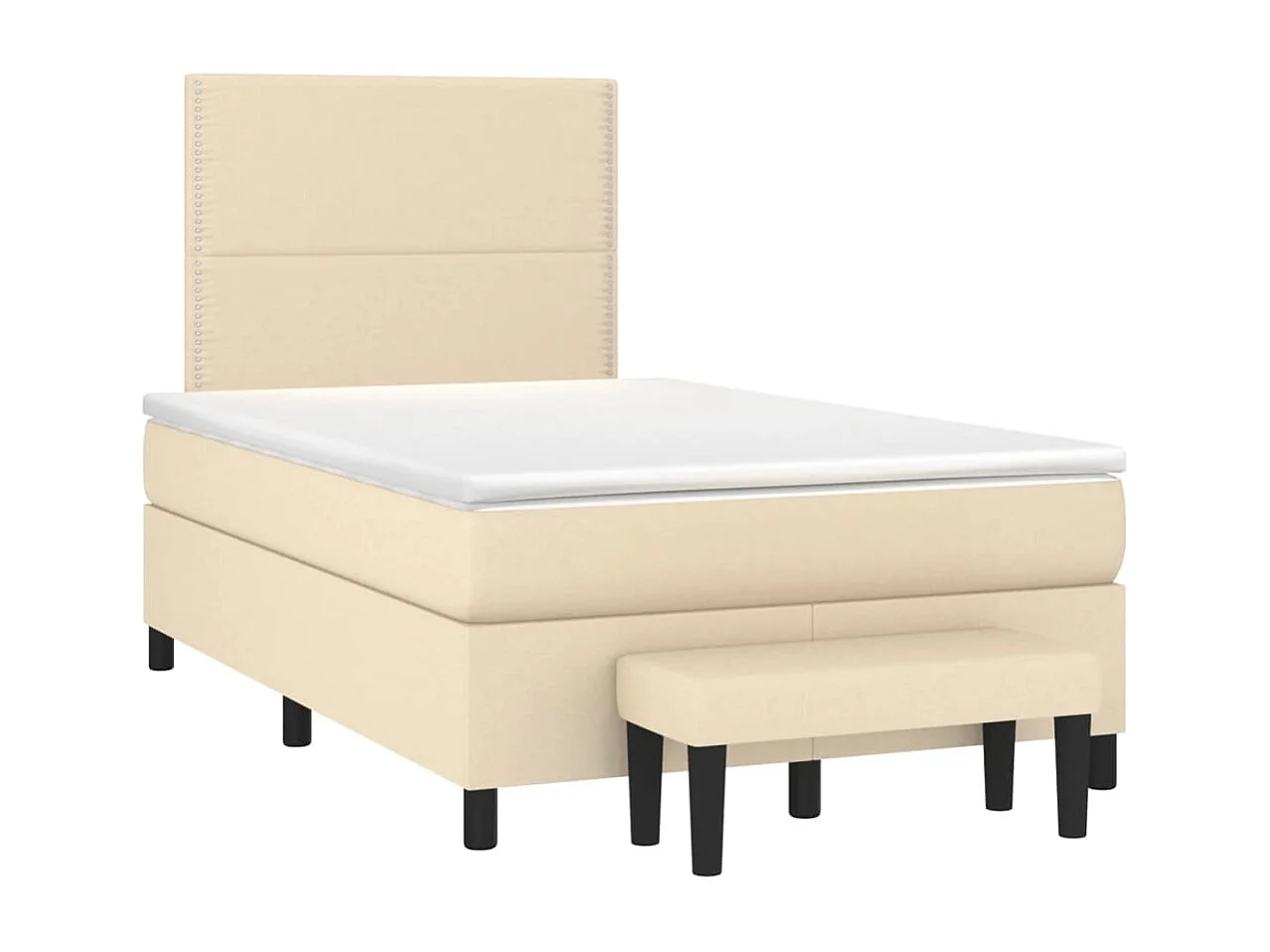 Sommier à lattes de lit avec matelas crème 120x190 cm tissu