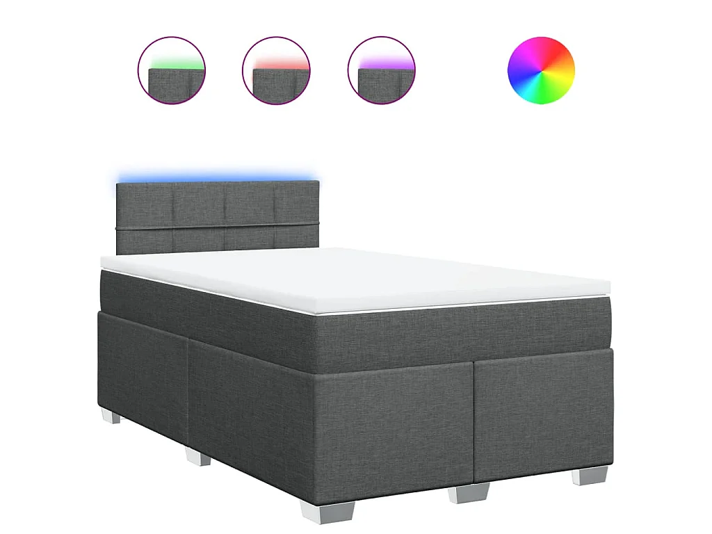Sommier à lattes de lit avec matelas gris foncé 120x190cm tissu