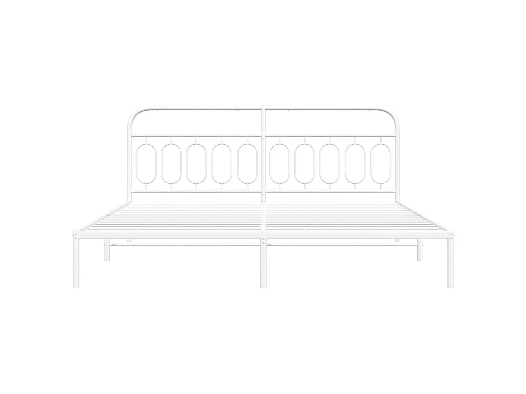 Cadre de lit métal sans matelas et tête de lit blanc 200x200 cm