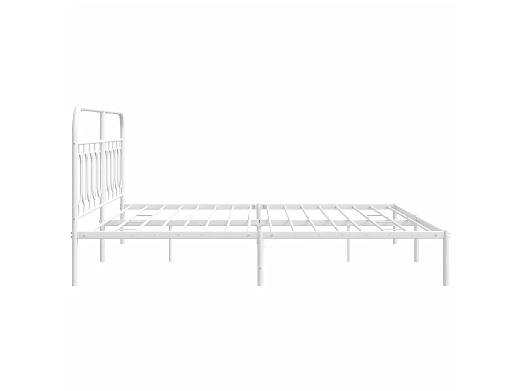 Cadre de lit métal sans matelas et tête de lit blanc 200x200 cm