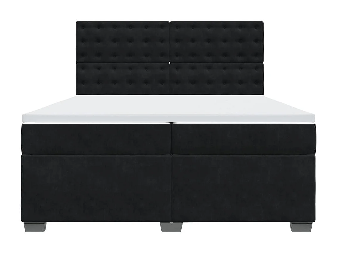 Sommier à lattes de lit et matelas Noir 200x200 cm Velours