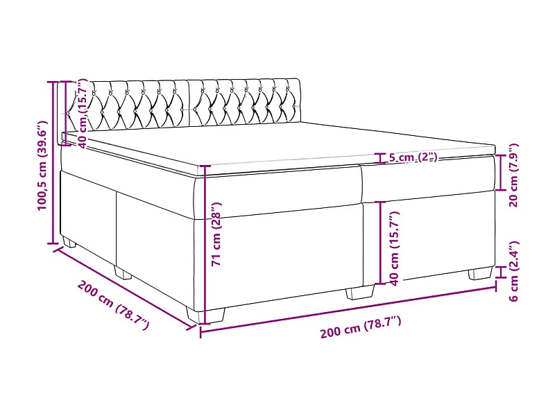Boxspring met matras stof zwart 200x200 cm