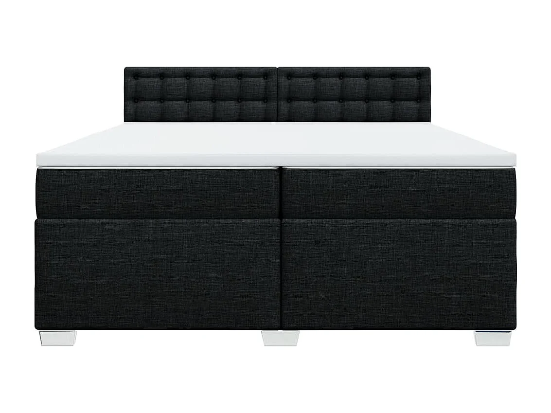 Sommier à lattes de lit avec matelas Noir 200x200 cm Tissu