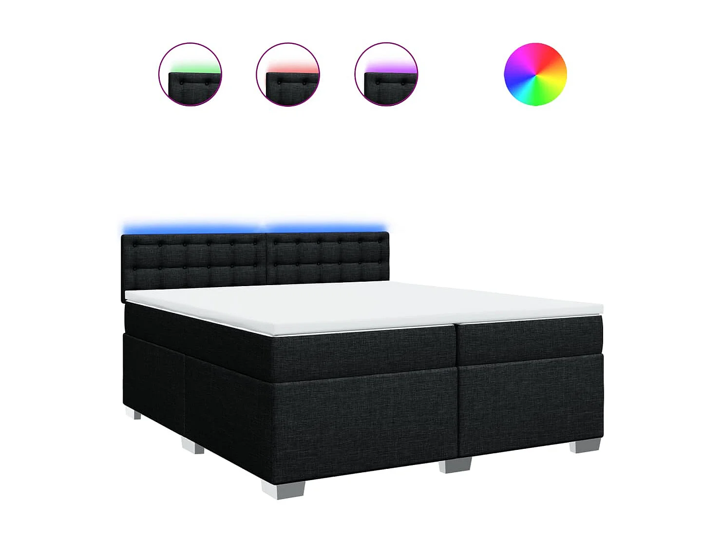 Sommier à lattes de lit avec matelas Noir 200x200 cm Tissu