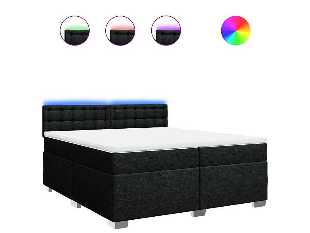 Boxspringbett mit Matratze Schwarz 200x200 cm Stoff