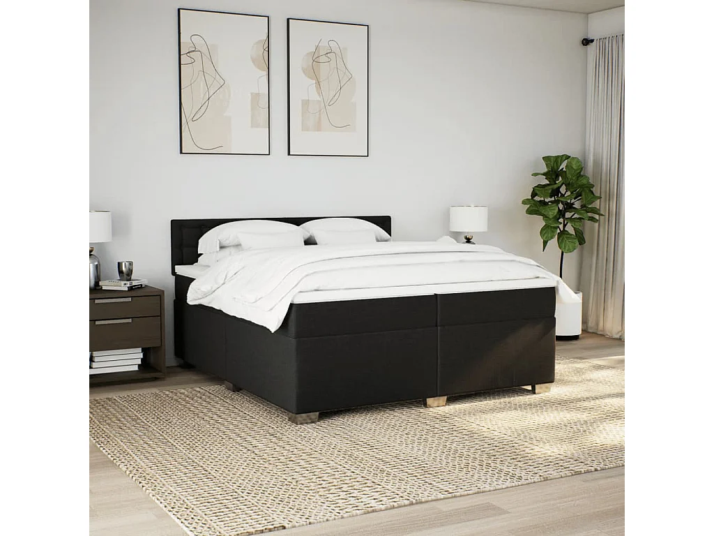 Boxspringbett mit Matratze Schwarz 200x200 cm Stoff