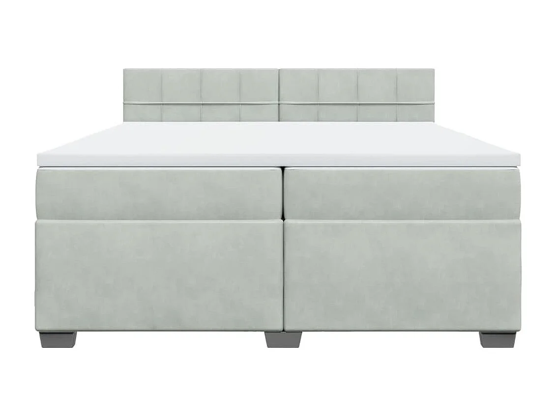 Sommier à lattes de lit et matelas Gris clair 200x200cm Velours