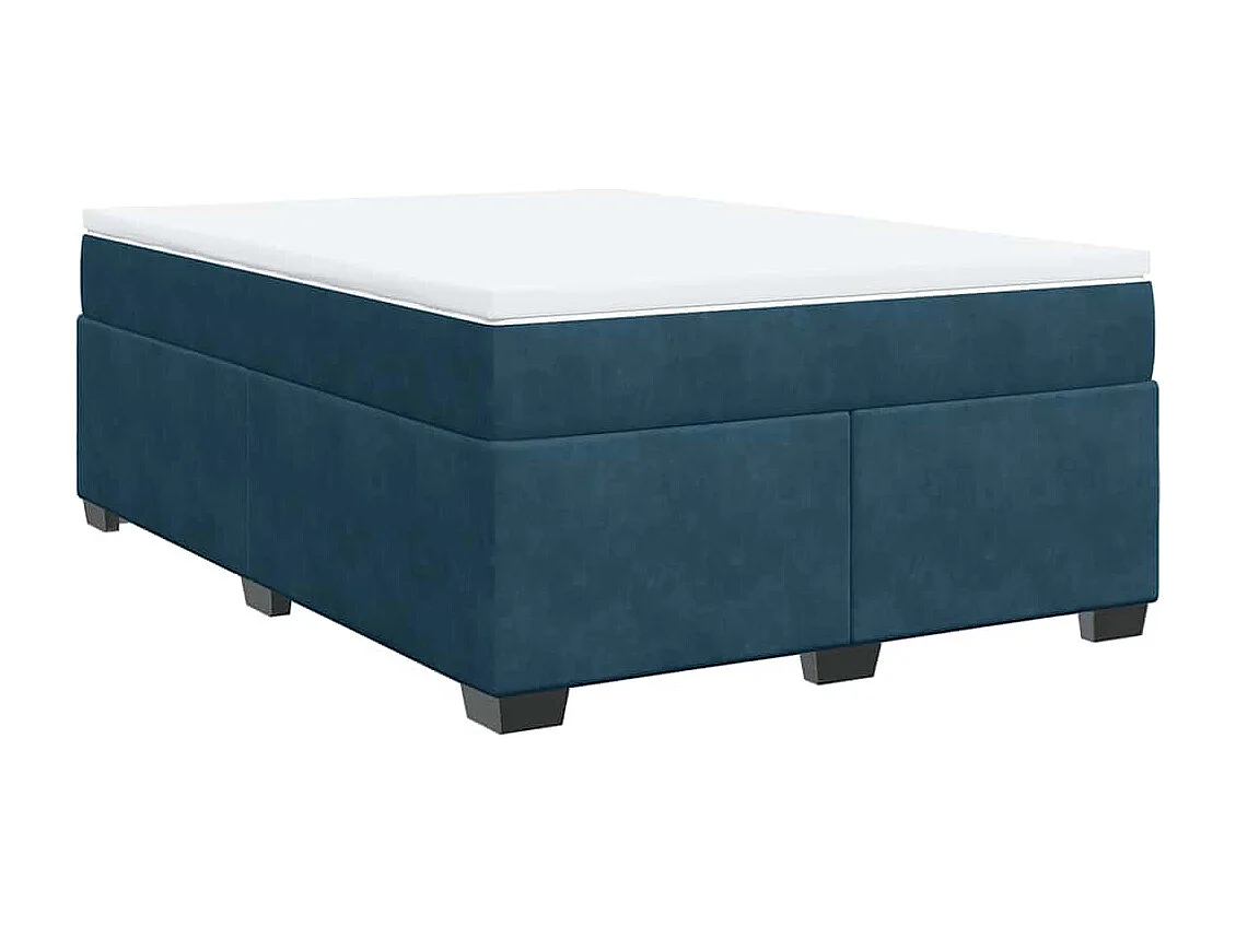 Sommier à lattes de lit et matelas Bleu foncé 140x200cm Velours