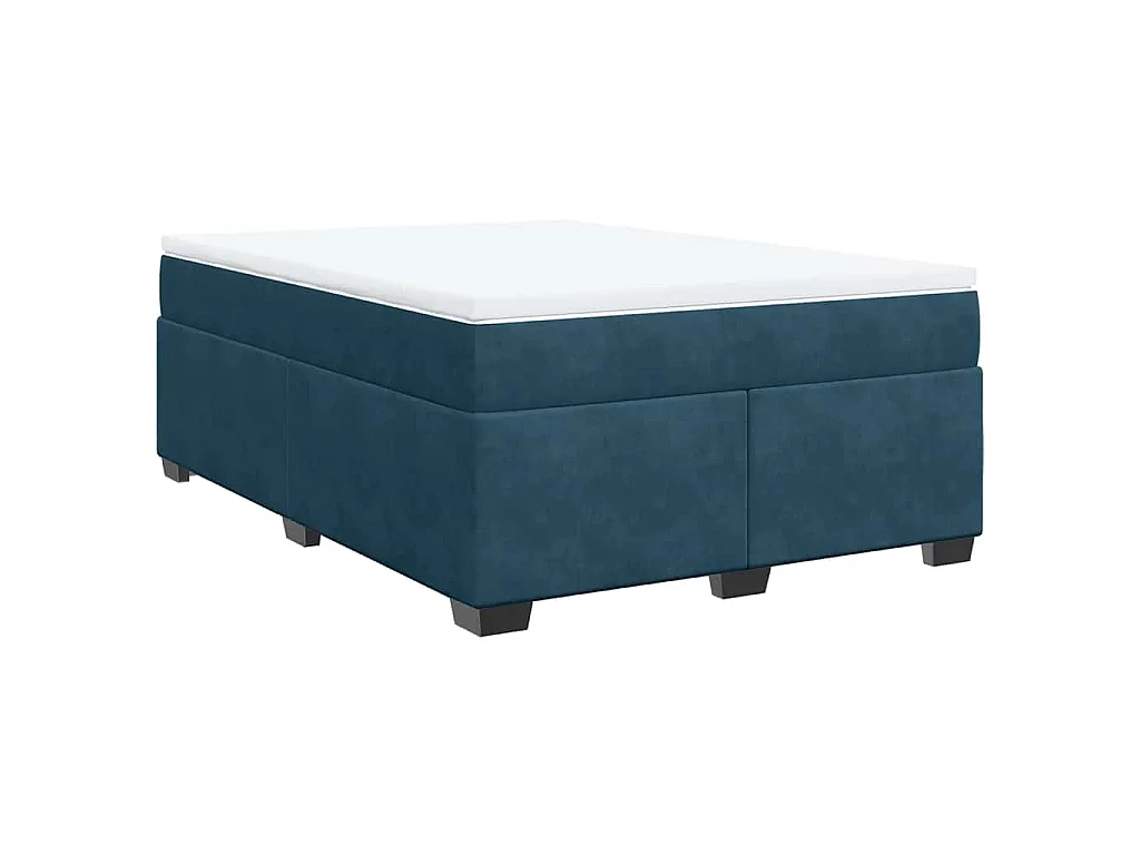 Boxspringbett mit Matratze Dunkelblau 140x200 cm Samt