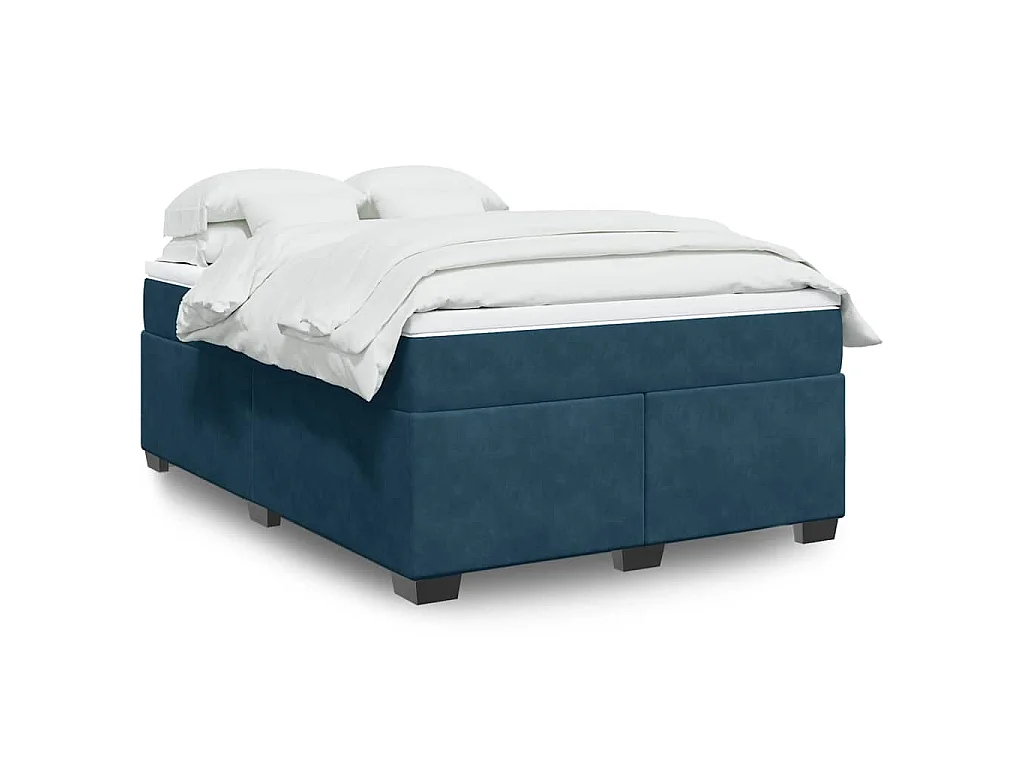 Boxspringbett mit Matratze Dunkelblau 140x200 cm Samt