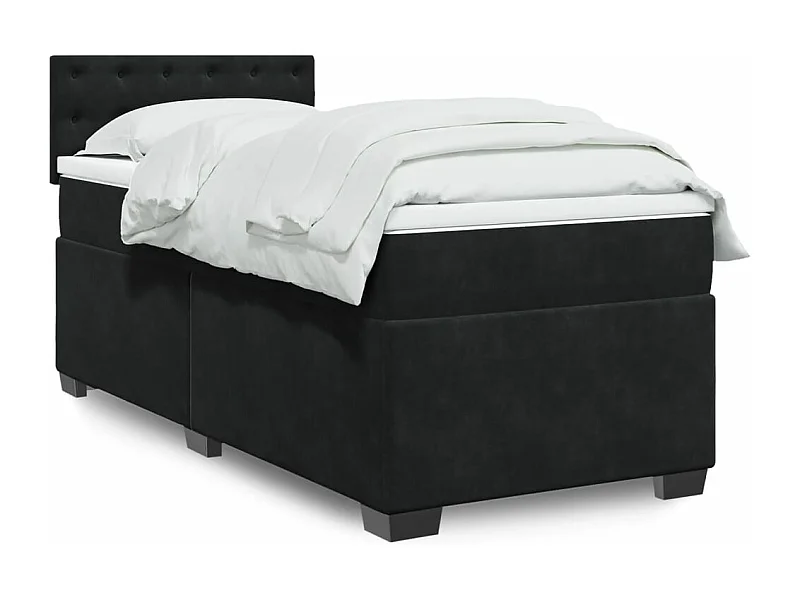 Boxspringbett mit Matratze Schwarz 90x190 cm Samt